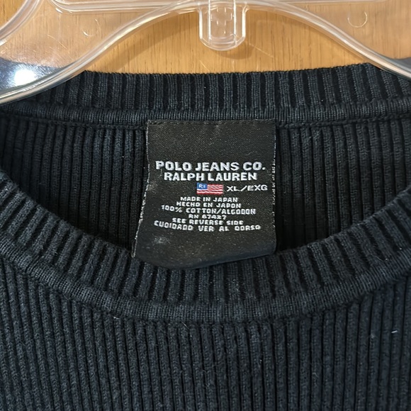 Polo Jeans Co Ralph Lauren Men’s Ribbed American Flag Thermal Top Black Size XL - Picture 4 of 10